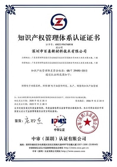 知识产权管理体系认证证书